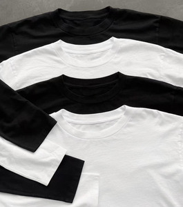 T-shirt Oversize en Coton 100% de Haute Qualité, Blanc Uni, Manches Longues, Col Rond, Tricoté, Décontracté, Unisexe, Personnalisable avec Logo, Livraison Rapide - Product Image 3
