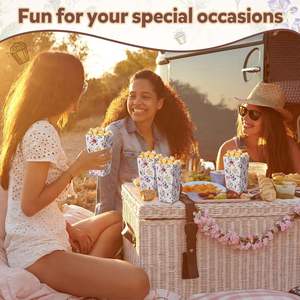 Boîtes <span class=keywords><strong>à</strong></span> <span class=keywords><strong>Popcorn</strong></span> Florales en Forme de Seau <span class=keywords><strong>à</strong></span> Motifs de Fleurs Sauvages, Contenants Jetables en Papier pour Bonbons et Snacks, Idéales pour Soirées Cinéma et Fêtes - Product Image 6