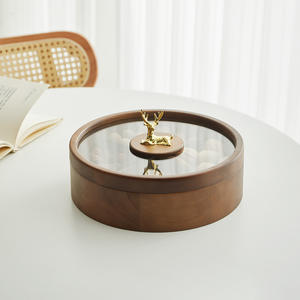 가정 구획과 중국 스타일 단단한 나무 과일 사탕 상자 호두 뚜껑 너트 트레이 말린 과일 스낵 저장 식품 사용 - Product Image 6