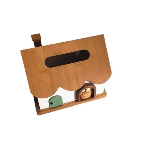 Caja de pañuelos con forma de casa de madera, almacenamiento portátil de madera maciza para el hogar y niños - Product Image 4