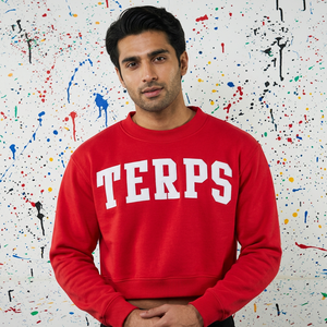 Sudadera con Capucha y Media Cremallera TERPS RED, Apliques Blancos Bordados, Cuello Ancho, CLUSH SPORTS, 100% Algodón, Impresión Digital de Invierno - Product Image 1