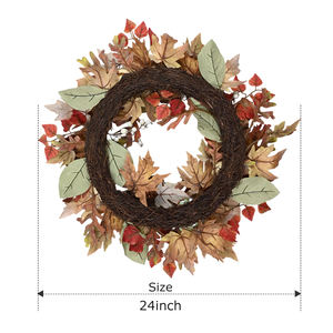 Couronne de citrouille d'automne de Thanksgiving personnalisée de la meilleure qualité Couronne de vigne ronde de 24 pouces - Product Image 2