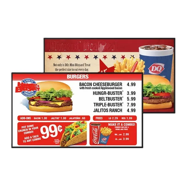 43inch High Brightness Digital Menu Board Fast Food Restaurant Cafe LCD Display