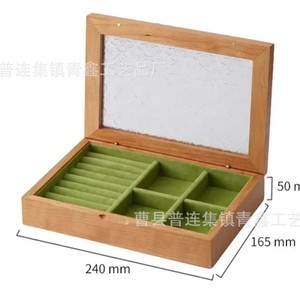 Solid Wood Jewelry <b>Box</b> With <b>Glass</b> Lid Rectangle Storage For Necklace Ring Earring Home Use Qx 317 - Product Image 4