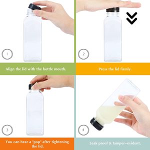 16oz <strong>Empty</strong> Plastic Juice <strong>Bottles</strong> with Caps Reusable Clear Bulk Beverage Containers for Juice Milk and Other Beverages - Product Image 2