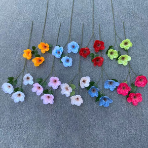Fleurs artificielles d'hibiscus et de pivoine, 3 têtes par tige, 65 cm, accessoires de décoration de mariage pour la maison et l'extérieur - Product Image 1