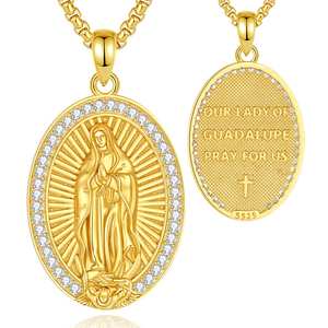 Changda 925 Sterling Silver Bijoux De Mariage Pour Hommes Diamant Vierge De Guadalupe Collier Notre Dame <span class=keywords><strong>La</strong></span> Virgen Mary Protection - Product Image 1