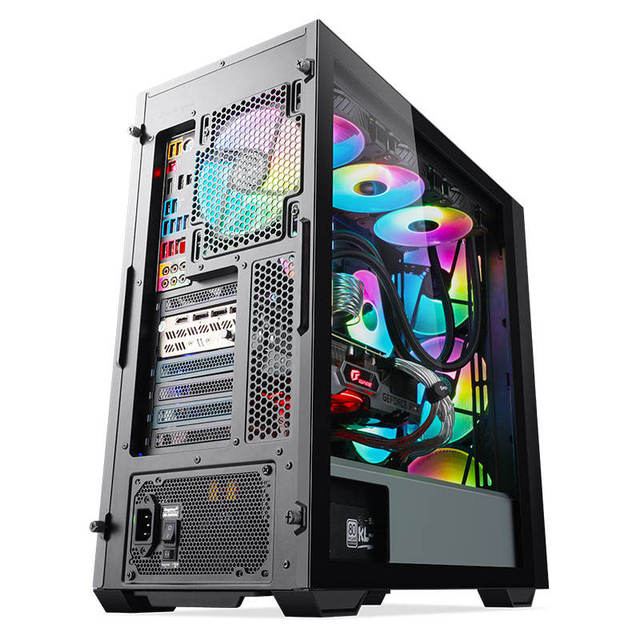 ATX Gaming Desktop case Dual Server Chassis Gaming Computer Full Aluminum Alloy Panel Rotated Glass Overhead 360 Cold Row