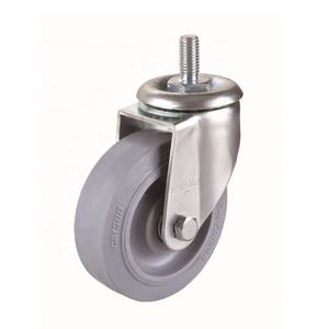 Ruedas de caucho termoplástico con vástago roscado compatibles con OEM, de 3 a 5 pulgadas, rueda giratoria de acero rígido TPR - Product Image 2