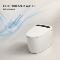 WC intelligent monobloc avec buse antibactérienne, lavage des fesses, lavage intime, siège chauffant, chasse d'eau automatique, affichage numérique et télécommande