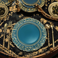 Plateau de service vintage en PP de 13 pouces avec bordure sculptée de style baroque, décoration de luxe pour la maison, les hôtels, les restaurants, les mariages et les fêtes