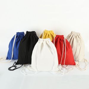 Custom Color Eco-friendly Folding <strong>Drawstring</strong> Backpacks High Quality White <strong>Canvas</strong> Rope Backpack for Everyday Use - Product Image 2