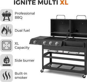 Premium Outdoor 5-Person Gas and Charcoal <span class=keywords><strong>Metal</strong></span> BBQ Smoker, Parrilla <span class=keywords><strong>de</strong></span> gas <span class=keywords><strong>para</strong></span> asar <span class=keywords><strong>leña</strong></span> en fiestas - Product Image 5