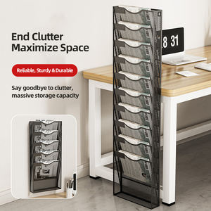 Organizador de Archivos Metálico de Múltiples Niveles <span class=keywords><strong>para</strong></span> Montar en la Pared, Soporte Vertical <span class=keywords><strong>para</strong></span> Archivos, <span class=keywords><strong>para</strong></span> Oficina o Aula - Product Image 1