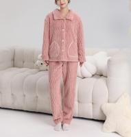 Antistatische Herbst- und Winter-Pyjamas für Paare, einfaches, dickes Fleece, warm, mit Umlegekragen, Cardigan-Homewear-Set