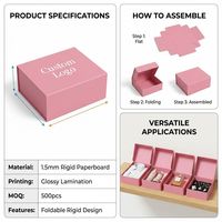 Individuell Bedruckte Rosa Faltbare Starre Box Glänzend Laminierte Geschenkverpackung 1,5mm Karton Zusammenklappbare Versandbox mit Logo