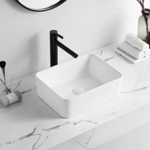 Rectangular Beyaz Designer Basins Modern Bathroom White Ceramic Wash Hand Countertop Basin Sink