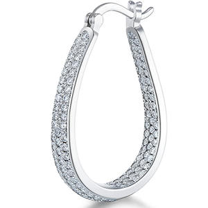 Orecchini a Cerchio con Gocce d'Acqua Bianche Champagne, Placcati in Rodio con Cristalli e Strass, Gioielli da Festa per Donne - Product Image 1