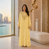 Robe kaftan maxi abaya de luxe avec broderie lourde et sequins pour mariage
