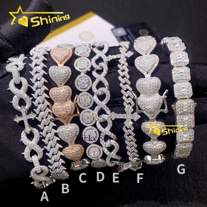 Bracciale cubano Hip Hop VVS Moissanite collezione di alta gioielleria <span class=keywords><strong>925</strong></span> argento bracciale <span class=keywords><strong>uomo</strong></span> lusso <span class=keywords><strong>uomo</strong></span> abbigliamento quotidiano - Product Image 2