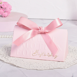 DAMAI Wholesale Bow Decorated Foldable Handheld <b>Wedding</b> <b>Box</b> for Bridal Shower Engagement Party Guest Favors Paper <b>Box</b> - Product Image 1