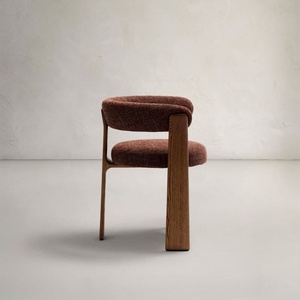 Chaises de salle à manger en bois massif <span class=keywords><strong>beige</strong></span> chenille à 3 pieds, design nordique moderne, bois <span class=keywords><strong>noir</strong></span> massif, vente en gros - Product Image 2