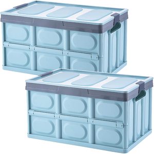Storage Bins 2 Pack 30L Collapsible Storage Box Crates Plastic Tote Storage Box Container Stackable Folding Utility Crates