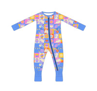 Romper Bayi Tanpa Kaki Motif Kartun Telur Paskah Unisex Bahan Bambu Spandex Kancing Jepret Grosir Kustom