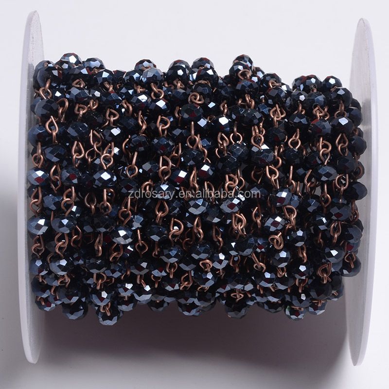 Chapelet de perles en verre, chaîne D I et Y, fil de laiton Antique enveloppé, personnalisé, vente en gros, 1 pièce