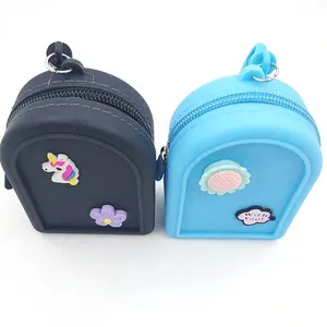 Tas dompet koin silikon Mini wanita, tas sekolah ransel anak perempuan gantungan kunci dompet DR ritsleting