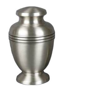 Urnes funéraires métalliques élégantes de style américain, couleur argent, avec trois bandes décoratives, pour souvenir funéraire - En solde - Product Image 1