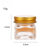 Pot en verre cristal carré miniature de 15 g avec bouchon à vis en aluminium, logo personnalisé pour le baume du tigre, soins personnels