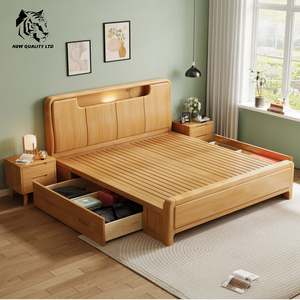 Base de cama king size de madera de 1.5m, diseño único, muebles de dormitorio, precio económico de fábrica en China, gran stock, envío directo, cama queen. - Product Image 5