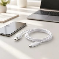 Kabel USB2.0 A ke Tipe C Pengisian Cepat 3A 480Mbps Sinkronisasi Data TPE Kilap Tinggi 1M Putih Kabel Charger Android OEM Grosir