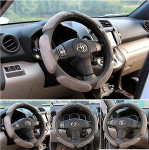 Cubiertas para volante de cuero PU gris a precio de fábrica del fabricante, accesorios para coche, decoración <span class=keywords><strong>interior</strong></span>, cubierta para volante de coche - Product Image 2