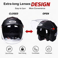 Casque de moto AWN 503 Half Face pour la rénovation/la mise à niveau avec coque ABS et design uni