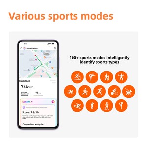 Montre connectée pour sports de plein air, 100 modes sportifs, étanche, surveillance de la fréquence cardiaque et de l'<span class=keywords><strong>oxygène</strong></span> <span class=keywords><strong>dans</strong></span> <span class=keywords><strong>le</strong></span> <span class=keywords><strong>sang</strong></span>, écologique - Product Image 5