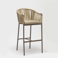 Chaise haute de patio extérieure de style nordique, en aluminium imperméable avec corde tressée, chaise de restaurant, chaise de bar pour meubles de jardin