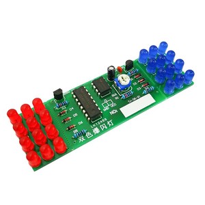 ชุดอุปกรณ์ไฟอิเล็กทรอนิกส์ DIY OKY1319 NE555 CD4017 IC LED สีแดงน้ำเงิน ชุด DIY ไฟกระพริบสองสี - Product Image 1