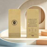 Pochette à café réutilisable en kraft à fond plat avec logo personnalisé et valve unidirectionnelle pour poudre de protéines et grains de café