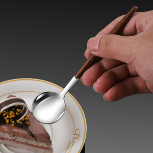 Cuchara de acero inoxidable con mango, cuchara para postre, cuchara para avena, cuchara para café, cuchara para miel, cuchara de té, utensilios de mesa domésticos engrosados - Product Image 4
