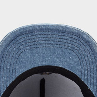 Gorra de Béisbol Unisex para Adultos, Estilo Hip Hop, de Mezclilla, con Visera Plana, Logotipo Bordado en 3D Personalizado, Ajustable, Transpirable, Impermeable, con Puntos, MOQ Diario