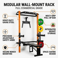 Support à squats mural pliable avec logo personnalisé Barre multi-prises Dos en acier Équipement de gymnastique mural