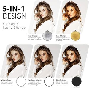 Reflector de Luz Neewer de <span class=keywords><strong>43</strong></span> <span class=keywords><strong>Pulgadas</strong></span>/110 Centímetros, Difusor 5 en 1 Plegable Multidisco con Bolsa - Product Image 3