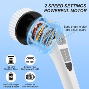 <b>Electric</b> <b>Scrubber</b> Multifunctional for Brush Handheld ABS Cleaning Tool Cordless and Energy-Saving - Product Image 2