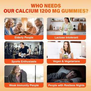 Tiktok Venta caliente Calcio Magnesio Gummies <span class=keywords><strong>D3</strong></span> <span class=keywords><strong>K2</strong></span> <span class=keywords><strong>Ca</strong></span> + 1200mg Suplemento sanitario sin azúcar Gummy Candy - Product Image 2