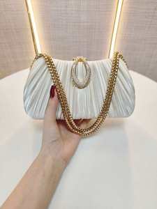 Bolso de Noche para Mujer, Elegante y Moderno, con Forro de Seda, de Poliéster, Color Sólido, Plisado, con Cierre de Seguridad, Ideal para Bodas y Banquetes - Product Image 4