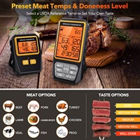 Thermomètre numérique sans fil 4 canaux avec alarme, minuterie et écran LCD pour four et transformation alimentaire (OEM)