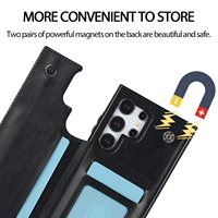 Étui Portefeuille en Cuir PU avec Support et Double Aimant Antichoc pour Samsung Galaxy S26 S25 Ultra S24 S23 S22 Plus avec Emplacements pour Cartes