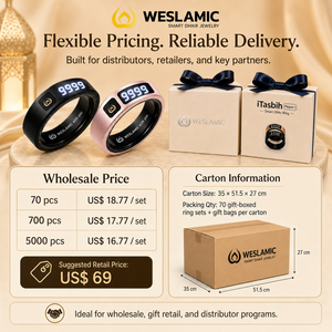 Smarter Islamischer Tasbeeh Zikr Ring mit LED-Display, App-Steuerung, Magnetisches Aufladen, 5-10 Tage Akkulaufzeit, Aluminiumlegierung, Inklusive Geschenk - Product Image 6